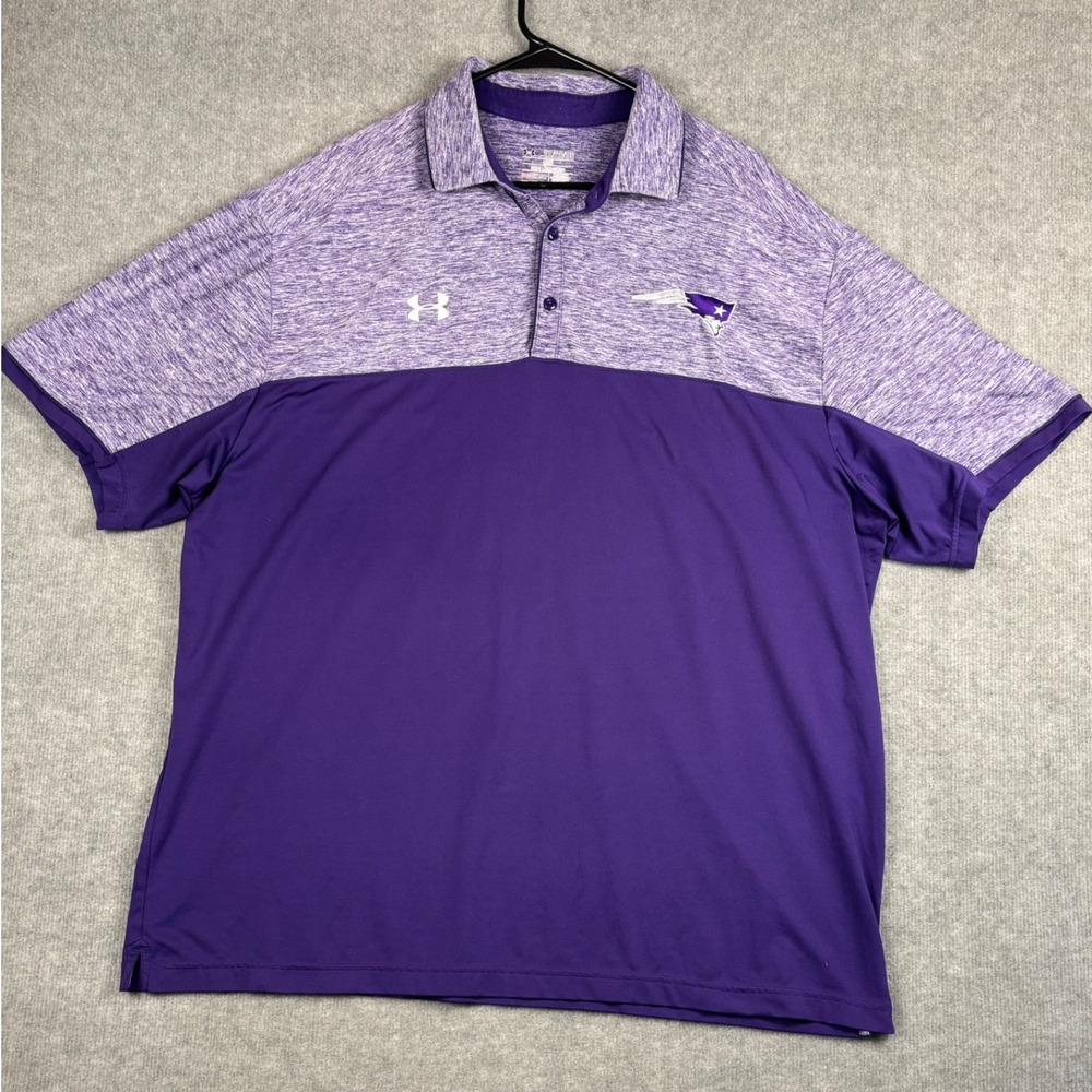 Under Armour Loose Fit Patriots Polo Shirt HeatGear Purple 2XL New England NFL